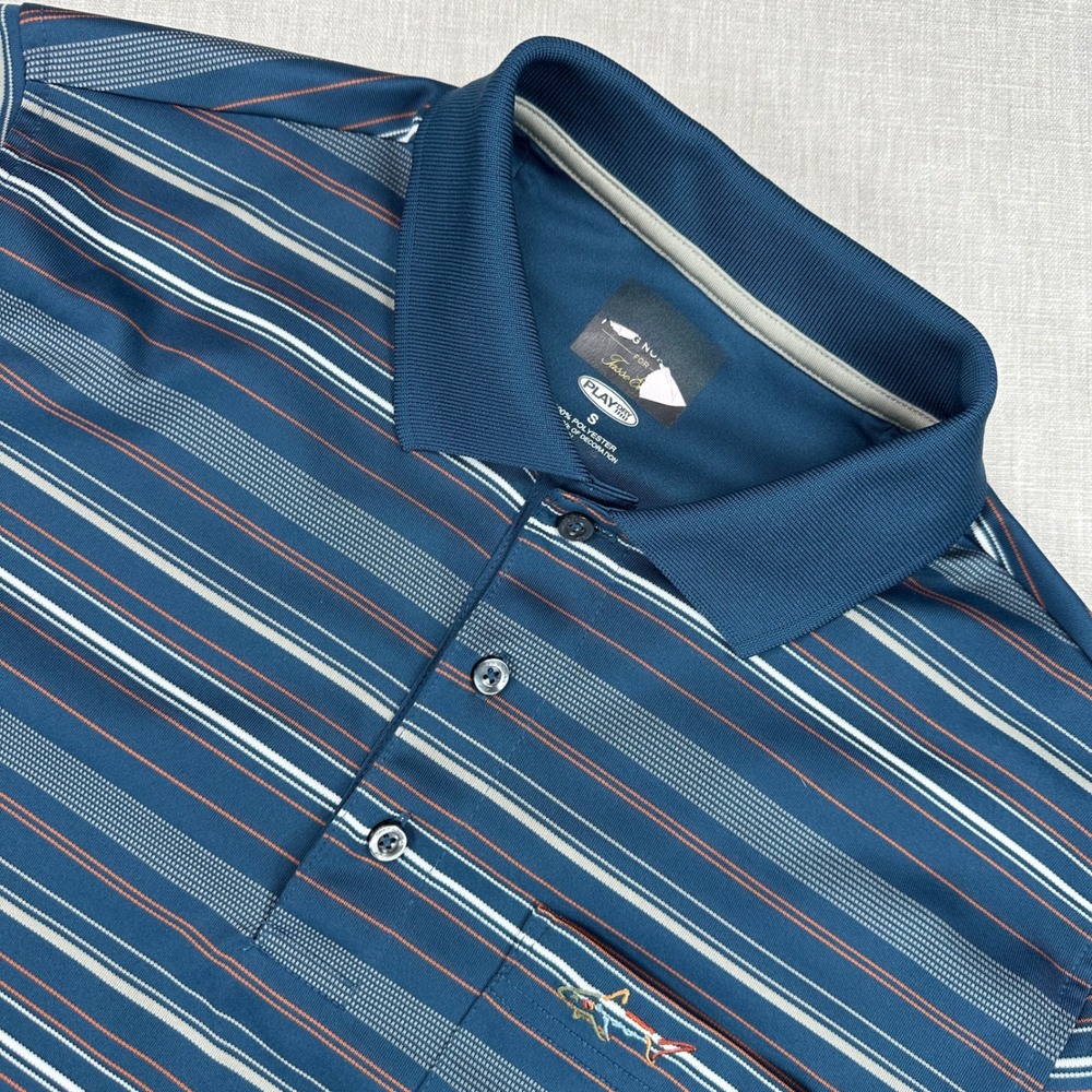 Greg Norman Polo Mens Small Striped PlayDry Short Sleeve Shark Logo Tasso Elba